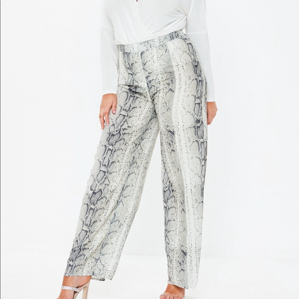 Snakeskin print wide leg pants